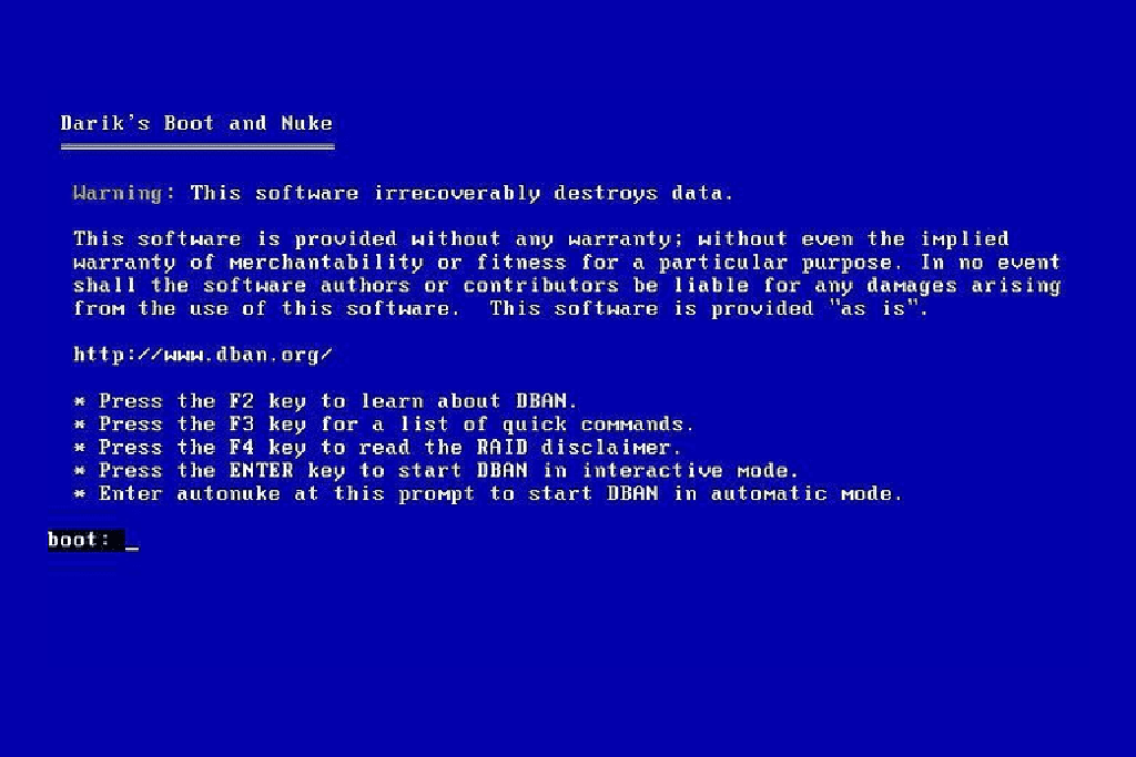 Dban 2 3 0 Darik S Boot And Nuke レビュー