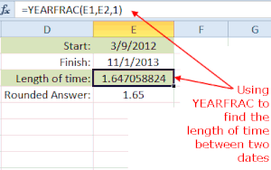 Excel Yearfrac関数