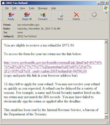 IRS Tax Refund Scam Phishing