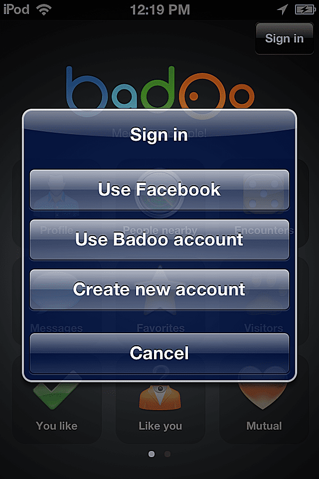 Registracija badoo Фејсбук