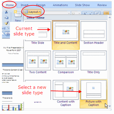 Powerpoint 2007 म स ल इड ल आउट प रक र