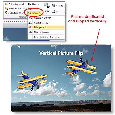 Powerpoint 10スライドで画像を反転する