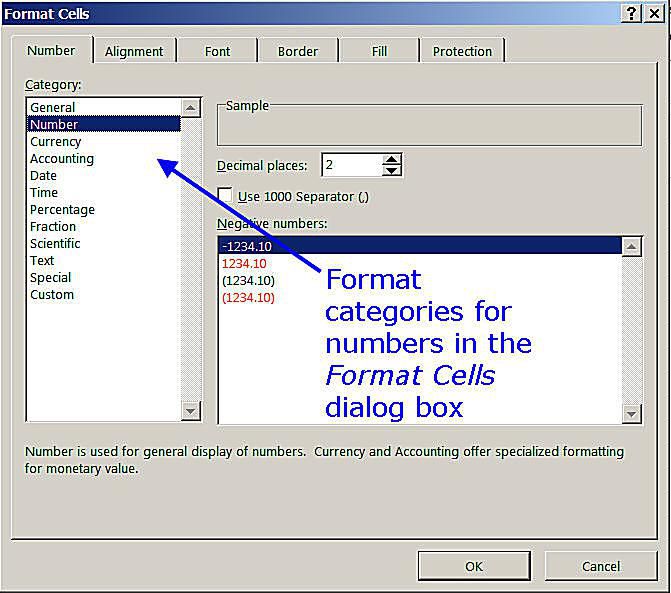 Định dạng số trong Excel bằng cách sử dụng phím tắt