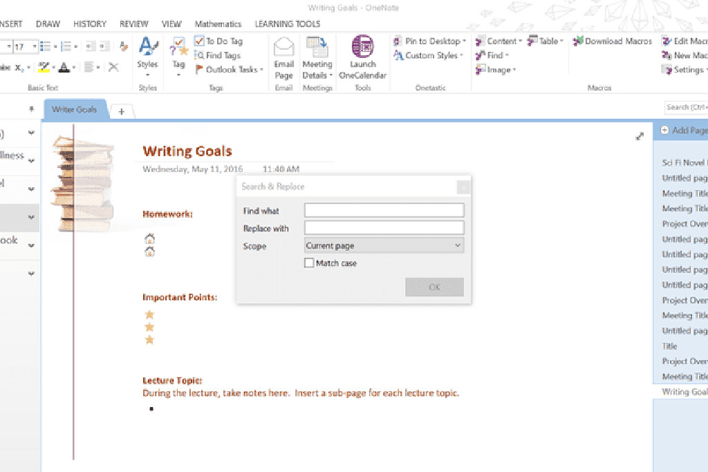 onenote for mac tags