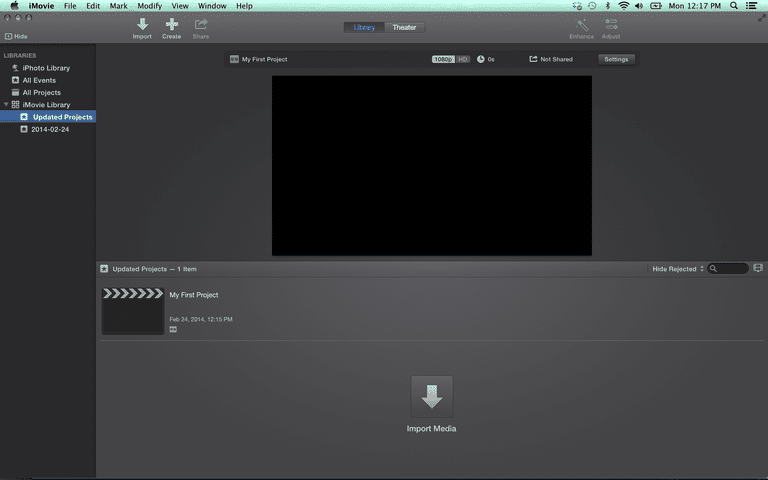 Imovie 10 新しいビデオ編集プロジェクトを開始する