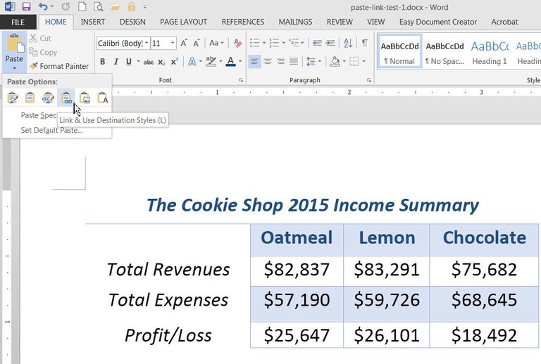 リンクを貼り付けるexcel Word およびpowerpointのデータをリンクする